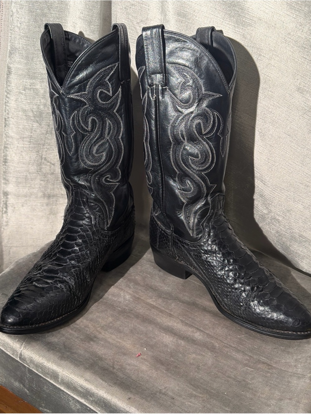 Dan Post Men’s Genuine Python Exotic Western Cowboy Boots Black Size 8EW